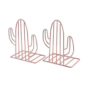 Sujetalibros de cactus decorativo acabado Chapado en cobre decorativo moderno organizador de escritorio de oficina en casa sujetalibros de alta resistencia - Product Image 1