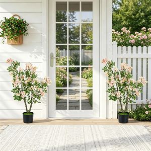 Confezione da 2 Alberi Artificiali di Impatiens da Esterno da 90 cm, Fiori Finti in Seta con Base in Cemento, Pianta Floreale Realistica per - Product Image 2