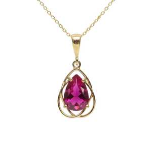 Collier en argent 925 avec pendentif goutte d'eau en rubis naturel, style vintage, pierre de naissance de juillet, certifié par un tiers, vente en gros - Product Image 4