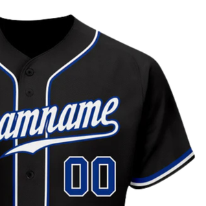 Men Black Royal White Baseball Jersey Button Front Team Shirt Performance <b>Athletic</b> Practice Game Uniform Lightweight Wear - Product Image 3