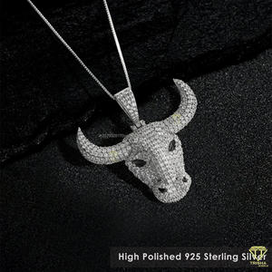 Designer Animal <b>Head</b> Pendant Necklace With Moissanite Diamonds Solid Silver Iced Out Streetwear Jewelry <b>Style</b> - Product Image 5