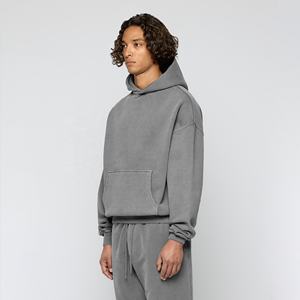 Traje de Jogger gris personalizable para hombre 100% algodón de alta calidad Boxy Hoodie pantalones de chándal con tamaño personalizado y diseño de logotipo - Product Image 4