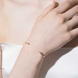 Dainty Open <b>Cuff</b> <b>Bracelets</b> 14k 18k Solid Gold Tapered Baguette Lab Diamond Adjustable Minimalist Stackable <b>Bracelets</b> For Women's - Product Image 6