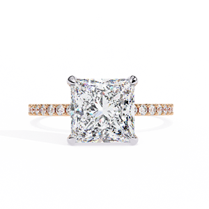 Magnifique bague solitaire en diamant de laboratoire taille princesse de 2,30 carats avec pavé sur le pavillon et le sertissage en or jaune 18 carats - Product Image 3