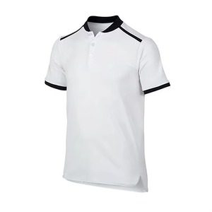 Men's <b>White</b> Short Sleeve <b>Polo</b> Shirt With Black Trim Moisture Wicking Polyester Summer Sportswear Regular Fit Turn-down Collar - Product Image 1