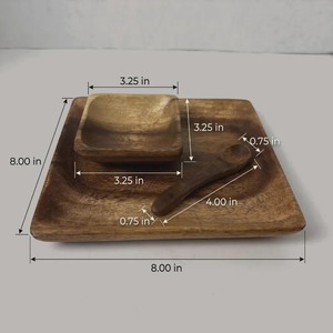 Indian Manufacture Luxury Wooden <b>Serving</b> Tray with Bowls and Spoons Complete Dining <b>Set</b> for Home Available for Bulk Quantity - Product Image 3