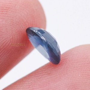 Saphir bleu naturel taille ovale 7x6mm, pierre précieuse en vrac |   Pierre de saphir bleu facetté pour la création de bijoux et la monture de bagues - Product Image 3