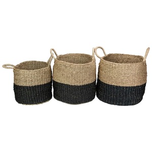 Ensemble de 3 paniers en jonc de mer naturel, faits à la main, paniers de rangement, vente en gros, écologiques, fabriqués au Vietnam - Product Image 1
