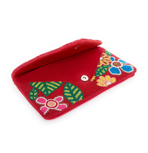 Bolso de Mano Tipo Clutch FAIZA CRAFT con Flores de Cuentas Rosadas, Rectangular, Hecho a Mano, Ligero, con Bordado de Punto de Cruz Desmontable - Product Image 2