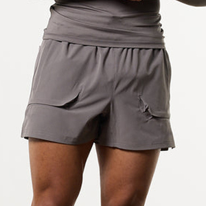 Shorts à cordon de serrage pour hommes, couleur unie, séchage rapide, avec poches, vêtements de sport décontractés, gris - Product Image 3