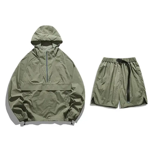 Custom Men's Hooded Solid 2-Piece Half Zipper Tracksuit Set for Training - Product Image 5