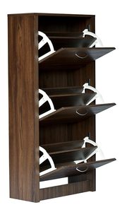 3-Door Engineered Wood Shoe Rack Dark Walnut Finish Matte Look Space-Saving Footwear Organizer for Home - Product Image 5