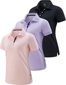 Camiseta polo ajustada para mujer, camiseta informal ventilada y absorbente del sudor para entrenamiento en el gimnasio - Product Image 1