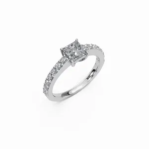 Anillo de Diamantes de Oro Blanco de 18K Cultivados en Laboratorio de Primera Calidad, Corte Princesa y Redondo, con Claridad IGI y VVS, para Mujer - Product Image 4