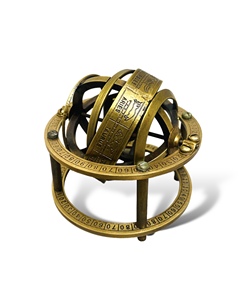 Vintage Brass Armillary Sphere with Zodiac Design <b>Rotating</b> <b>Globe</b> Decor - Product Image 3