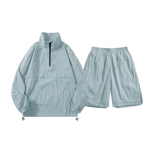 <b>Men</b> <b>Summer</b> Windbreaker Tracksuit Shorts Set 1/4 Zip Lightweight Nylon 2 Piece Casual Sports Outfit - Product Image 4