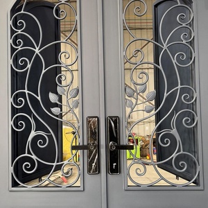 Royal Luxury Wrought Iron Main Gate Traditional Artistic Scrollwork Design Rust-Resistant Powder-Coated Finish <b>Swing</b> Open Easy - Product Image 3