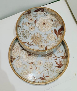 ถาดไม้สไตล์อินเดียถาดเสิร์ฟพิมพ์ลายเคลือบและไม้สำหรับเสิร์ฟอาหาร - Product Image 3