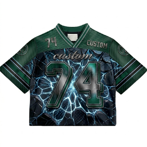 เสื้อเจอร์ซีย์ตาข่ายแบบซับลิเมชั่นสไตล์อเมริกัน แขนยาว ผลิตตามสั่งจากโรงงาน OEM สำหรับสตรีทแวร์ ชุดทีม แห้งเร็ว MOQ ต่ำ เสื้อกีฬา ด้านหน้า 100% ผ้าตาข่าย - Product Image 1