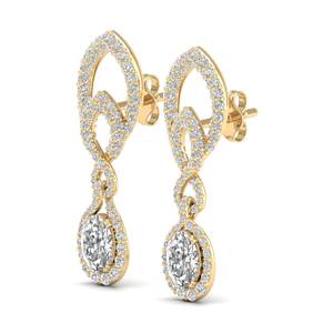 Boucles d'oreilles pendantes REYES personnalisées en argent sterling 925 avec moissanite et fermoir à vis pour femmes, plaquées or jaune 14 carats et rhodium - Product Image 3