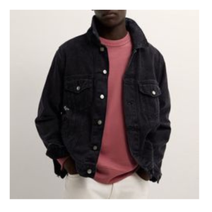 OEM Men's Casual Outwear <b>Denim</b> Jean Jacket Fall Button-up <b>Coat</b> in Oversize Black <b>Denim</b> Jacket - Product Image 3