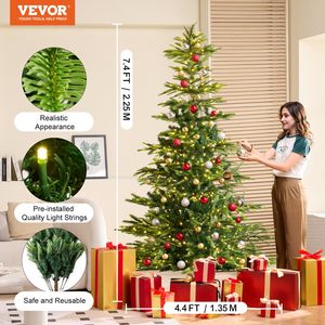 7.5ft Prelit Artificial Christmas <b>Tree</b> Full Holiday Decor with 700 Warm White LED <b>Lights</b> and 1319 Branch Tips for Xmas - Product Image 2