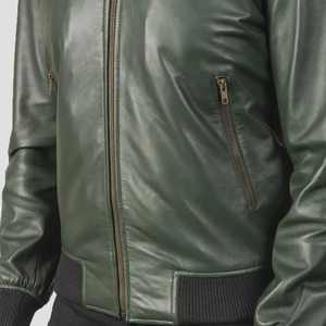 Blouson aviateur en cuir pour homme de qualité supérieure |   Vêtement d'extérieur décontracté à poignets côtelés |   Veste en cuir Napa souple personnalisée - Product Image 3