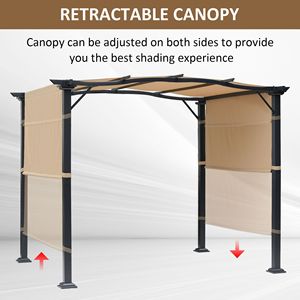 Pergola Retrattile 8 X 10 con Telaio in Acciaio e Copertura Superiore, Tenda Ombreggiante per Esterni in Tessuto Poliestere - Product Image 4