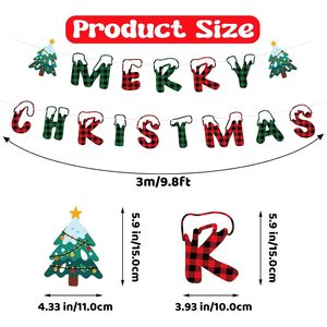 Striscione Natalizio Pre-Decorato per Interni, Insegna a Quadri Buffalo per Decorazioni Albero di Natale, Striscioni per Feste Invernali - Product Image 2