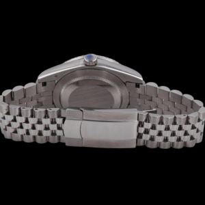 Reloj Unisex Exclusivo Personalizado con Diamante Redondo de Moissanita Original, Esfera Negra, Correa de Acero Inoxidable y Función de Fecha Automática - Product Image 3