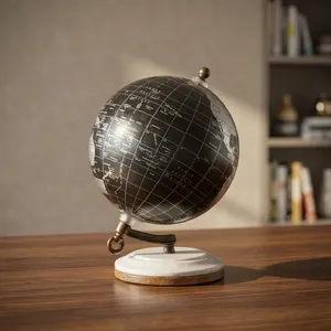 Globe terrestre décoratif noir et argenté pour la maison, le bureau, la salle d'étude, la décoration de bureau - Product Image 3