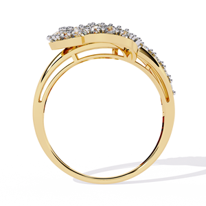 Anillo de oro macizo de 14k con diamante de corte redondo de diseño único para mujer, con forma de flor, para regalo, compromiso, aniversario, boda - Product Image 4