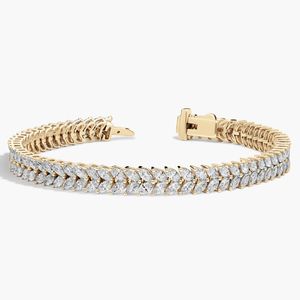 Pulsera de tenis de dos filas con 7 diamantes de corte marquesa cultivados en laboratorio en oro blanco - Product Image 3
