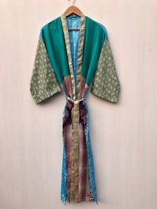 Robe Kimono en Soie Longue Exquise, Style Bohème, Respirante, Luxe, Légère, Longueur Genou, pour Femme - Product Image 4