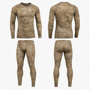 Ensemble chemise et pantalon de chasse pour homme, manches longues, imprimé camouflage, tissu respirant en polyester et élasthanne, vêtements d'extérieur pour adultes - Product Image 1