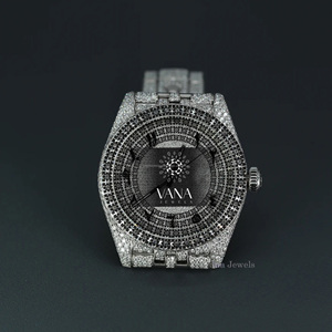 นาฬิกาข้อมือควอตซ์ทรง Tonneau ประดับเพชรเต็มเรือน VANA JEWELS สำหรับผู้ชาย ขนาด 42 มม. ตัวเรือนสแตนเลสสตีล ดีไซน์หรูหราทันสมัย - Product Image 5