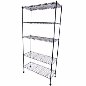Black 165*90*35 5-Layer Plastic Coated Iron Shelf with 1.5\" Nylon Wheels Shelving Units - Product Image 3
