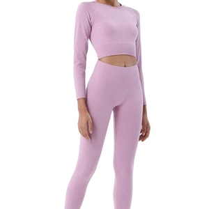 Nouvelle Collection : Ensemble 2 Pièces Sexy Femme pour Fitness et Yoga – Legging Taille Haute et Haut Court Manches Longues Respirant Écologique Uni Sans Coutures - Product Image 1