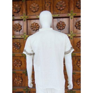 T-shirt décontracté en coton tissé pour homme avec col mandarin, imprimé teint en fil, respirant, écologique, séchage rapide, options de couleurs personnalisées ODM - Product Image 3