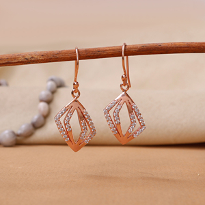 Rose Gold Plating <b>Diamond</b> Stud <b>Earrings</b> Women's Luxury Wedding For Wear Women's Cute Design <b>Dangle</b> Jewelry Bulk Everyday For Her - Product Image 2