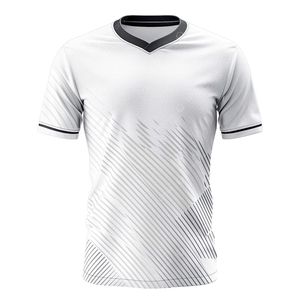 Maillot de football blanc à col en V, manches courtes, respirant, en polyester, pour équipe, unisexe, haut de sport - Product Image 3