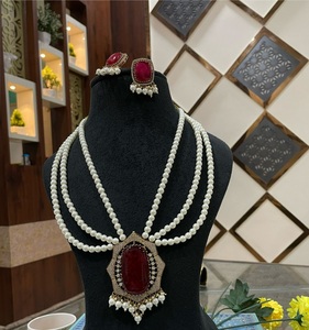 Conjunto de Collar y Pendientes Kundan de Moda, Chapado en Oro de Primera Calidad, con Circonitas y Perlas de Imitación, para Bodas y Fiestas - Product Image 4