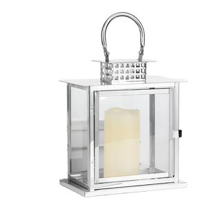 Farol Decorativo de Vidrio y Metal Plateado de Estilo Indio, Tamaño Alto, para Hogar, Jardín, Piscina, Faroles de Piso - Product Image 1