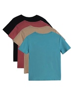 Paquete de 4 Camisetas de Manga Corta con Cuello Redondo 3D de Jersey de Algodón para Niños, Ligeras, Casuales de Verano, Transpirables, de Secado Rápido y Ecológicas