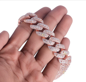 Rose Gold Plated Moissanite AAAA Cuban Link <b>Statement</b> <b>Necklace</b> with Pave Setting for Everyday Wear Unisex Luxury Chain - Product Image 4