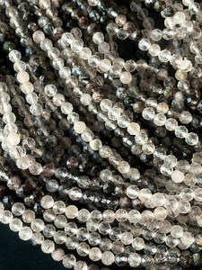 Perles de pierre de quartz tourmaline noire naturelle, facettées, rondes, super claires, pierres précieuses, brin complet de 15,5 pouces pour la création de bijoux - Product Image 5