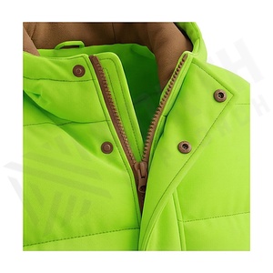 Hooded Quilted Waterproof <b>Bubble</b> Jacket Black Full Sleeve Winter Windproof Cotton Shell Knitted Fabric Polyester Filling Stand - Product Image 4