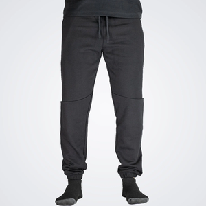 Pantalon de jogging décontracté pour homme SoftTread 100% coton, taille élastique, noir et bleu clair, coupe slim, devant plat - Product Image 5