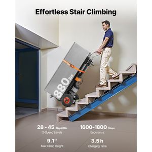 Carrello Elettrico Saliscale da 400 kg con Manico Estensibile da 400 cm, Carrello Elettrico per Carichi Pesanti - Product Image 2