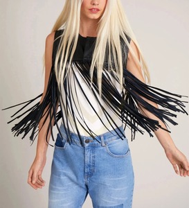 Gilet de motard en cuir véritable pour femme, écologique, coupe-vent, avec détails en dentelle, couleur personnalisée, gilet en cuir pour moto - Product Image 2